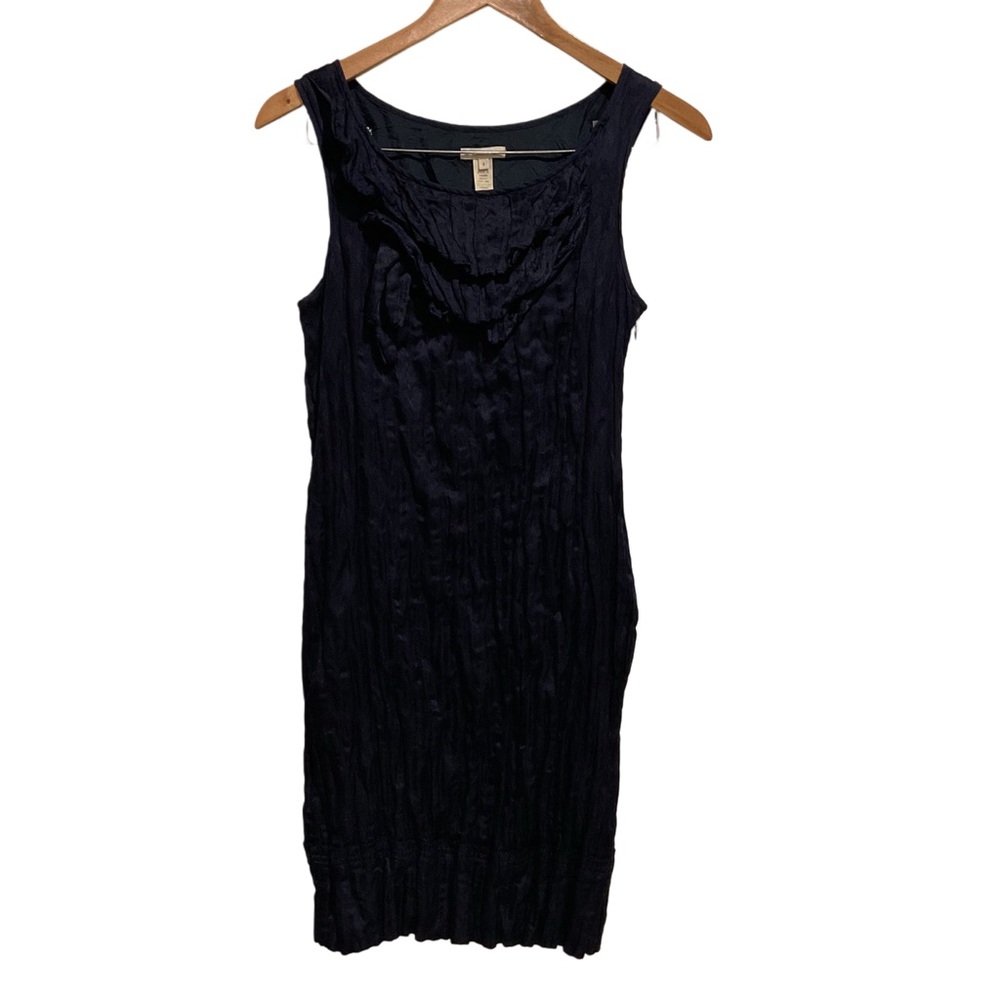 J.‎ Crew Women’s Silk/Cotton Shiny Blue Dress Sleeveless Ruffle Neck